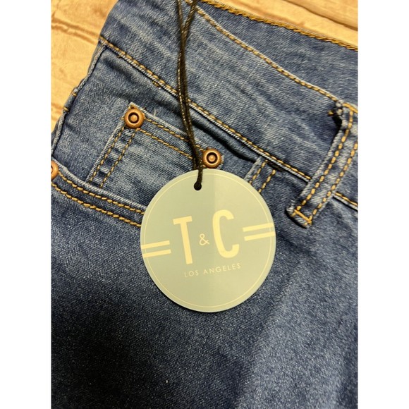 Tea n Cup size 3 raw hem Flare Festival Bell Bottom Blue jeans NWT - Picture 4 of 7